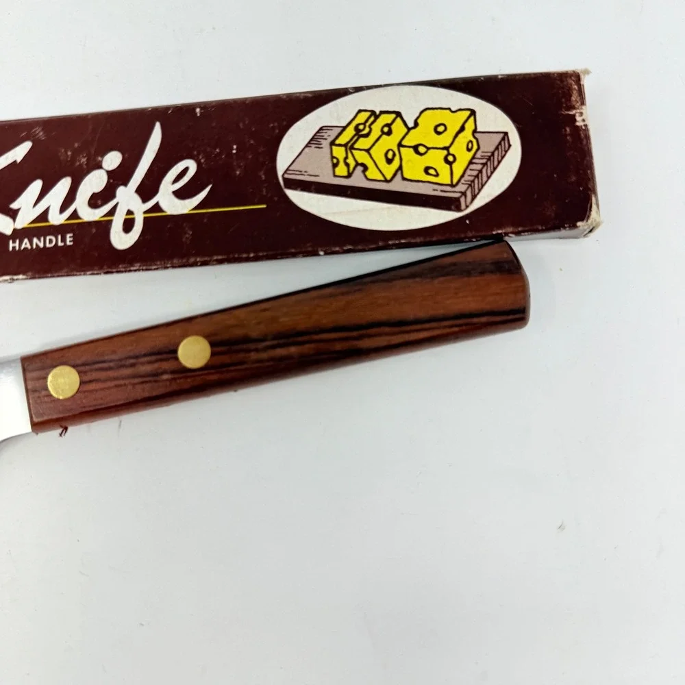 Vintage‎ Multi Purpose Cheese Knife Serrated Slicer Wooden Handle Japan